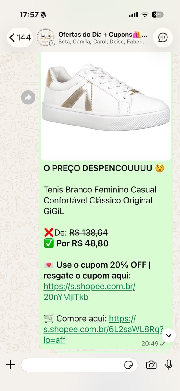 Print real — Tênis Branco Feminino